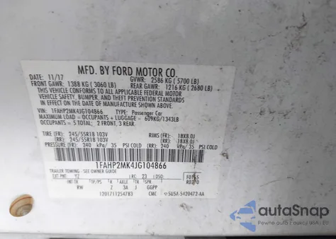 2018 Ford Police Interceptor from USA, damaged, VIN 1FAHP2MK4JG104866